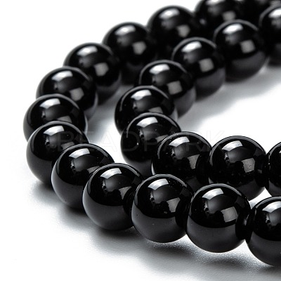 Natural Black Onyx Beads Strands G-Z024-02C-1