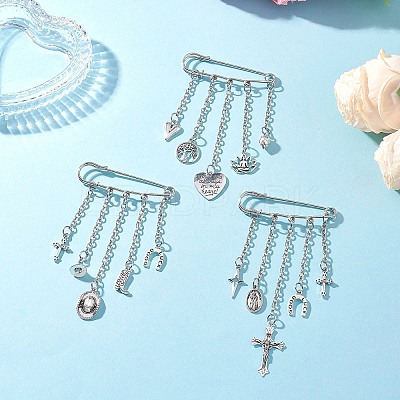 3Pcs Alloy Charms Kilt Pins Brooch JEWB-BR00196-1
