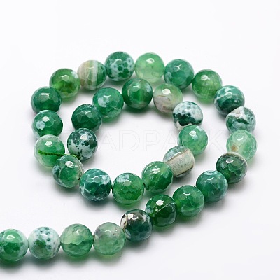 Dyed Natural Fire Crackle Agate Faceted Round Beads Strands G-E320C-12mm-01-1