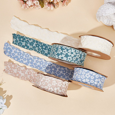 Flower Polyester Ribbons SRIB-WH20020-053B-01-1
