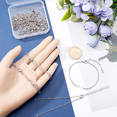 20Pcs 304 Stainless Steel Cable Chain Bracelet Making AJEW-SP0001-01-1
