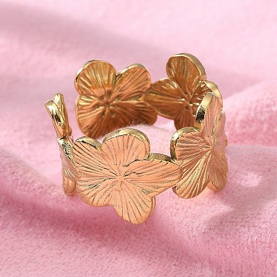 304 Stainless Steel Open Cuff Ring RJEW-C067-23G-1