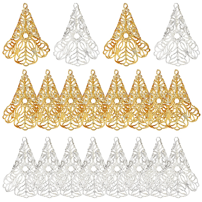 40Pcs 2 Colors Brass Bead Caps IFIN-SC0001-97-1