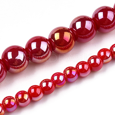 Electroplate Opaque Glass Beads Strands X-GLAA-T032-P8mm-AB04-1