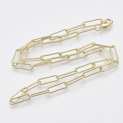 Brass Round Oval Paperclip Chain Necklace Making MAK-S072-05A-LG-1