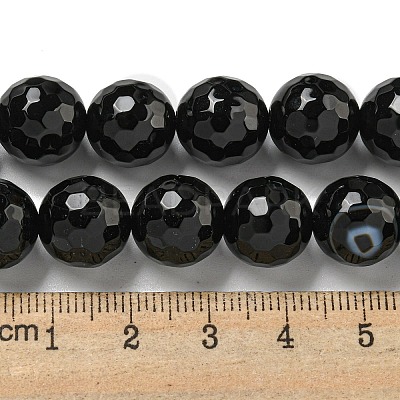Faceted Natural Banded Agate Beads Strands G-F447-12mm-O09-1