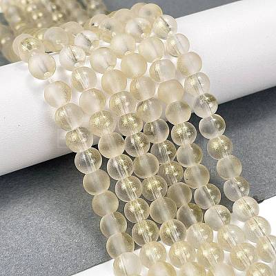 Frosted Transparent Glass Bead Strands GLAA-P065-6mm-01-1