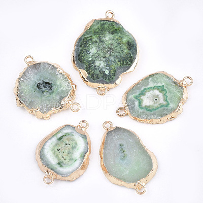 Electroplate Natural Druzy Agate Links connectors G-T112-07C-1