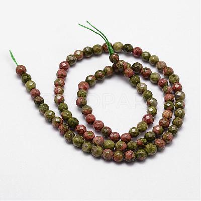 Natural Unakite Beads Strands G-D840-45-4mm-1
