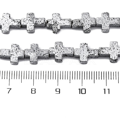 Electroplated Natural Lava Rock Beads Strands G-A256-A01-01D-1
