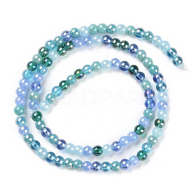 Transperant Electroplate Glass Beads Strands X-GLAA-P056-4mm-B03-1