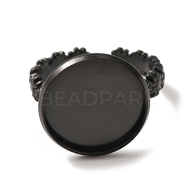 Flower 304 Stainless Steel Cuff Ring Components STAS-P454-05E-B-1