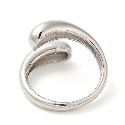 Brass Teardrop Open Cuff Ring for Women RJEW-M148-03P-1