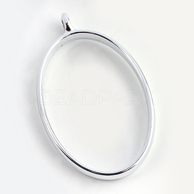 Rack Plating Alloy Oval Open Back Bezel Pendants LS-PALLOY-S047-26D-FF-1