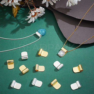 18Pcs 2 Styles Rack Plating Brass Glue-on Flat Pad Bails KK-AR0001-80A-1