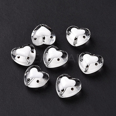 Glass Heart Beads GLAA-D005-01H-1