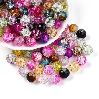 Baking Paint Transparent Crackle Glass Beads X1-DGLA-Q018-10mm-M01-1
