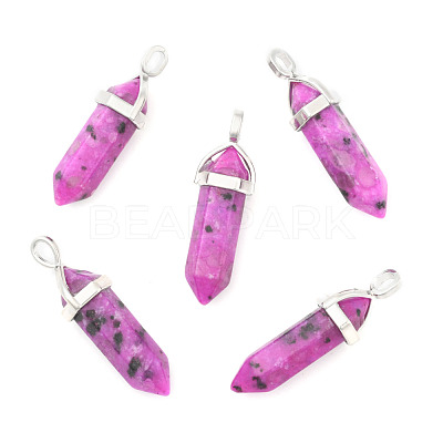 Natural Sesame Jasper/Kiwi Jasper Double Terminated Pointed Pendants G-F295-04I-1