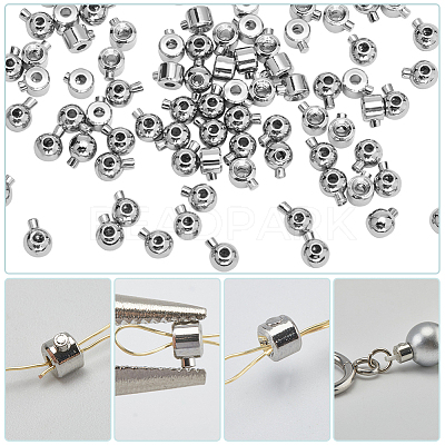 100Pcs 2 Styles Brass Crimp Beads KK-BBC0014-28P-1