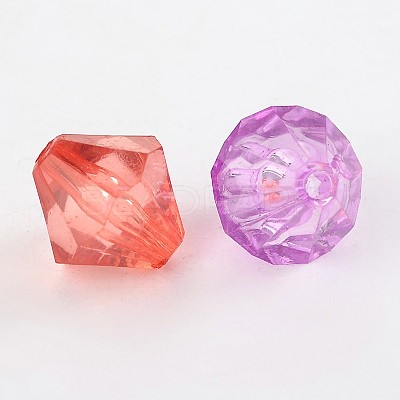 Faceted Bicone Transparent Acrylic Beads DBB16MM-1