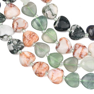 Gradient Color Natural Quartz & Fluorite & Tree Agate & Blue Aventurine & Red Netstone Beads Strands G-B185-A04-1