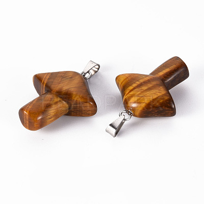 Natural Tiger Eye Pendants X-G-R480-02F-1