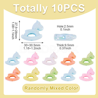 10Pcs UV Plating Opaque Acrylic Beads OACR-TA0004-10-1