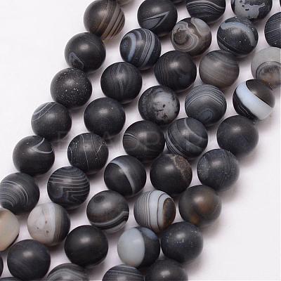 Natural Black Agate Bead Strands G-K166-12-10mm-03-1