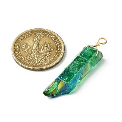 20Pcs Electroplated Natural Quartz Crystal Pendants PALLOY-AB00141-1