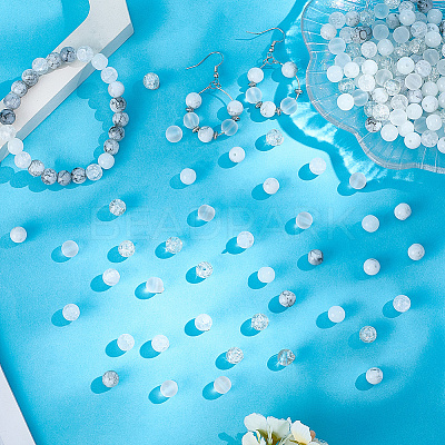 300Pcs 6 Colors Baking Paint & Spray Painted Crackle Glass Round Beads DGLA-LT0001-08-1