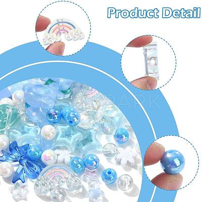 100Pcs 19 Styles Transparent Acrylic Beads MACR-FS0002-34-1