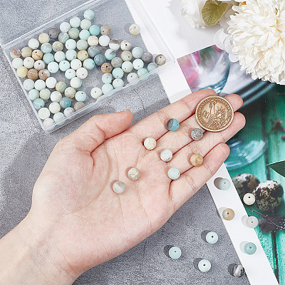 Natural Frosted Flower Amazonite Round Beads G-NB0005-34C-1