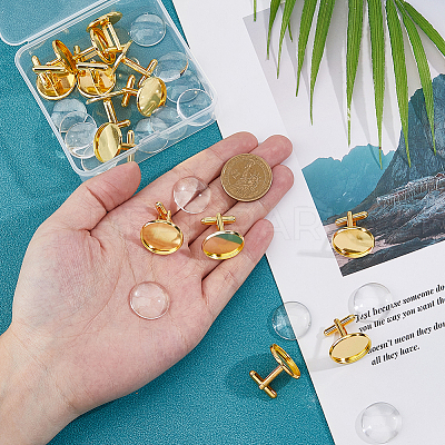 DIY Blank Dome Brass Cufflink Making Kits BUTT-DC0001-14-1