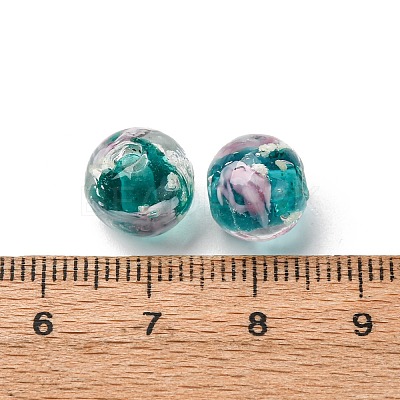 Luminous Handmade Glod Sand Lampwork Beads Strands LAMP-B028-03P-10mm-1