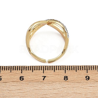 Brass Micro Pave Cubic Zirconia Cuff Rings RJEW-D326-03G-1