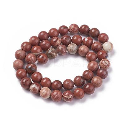 Natural Red Jasper Beads Strands G-F348-02-8mm-1