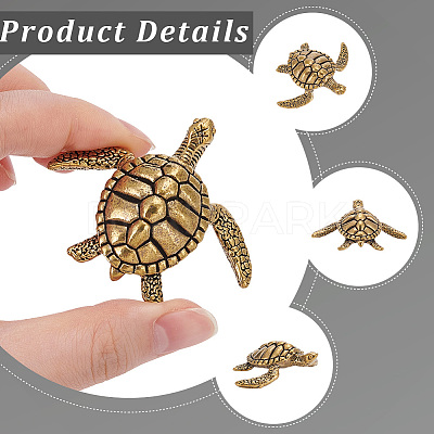 2Pcs Brass Turtle Display Decorations AJEW-SP0004-98-1