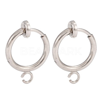 Brass Clip-on Hoop Earring Findings KK-P102-01P-1