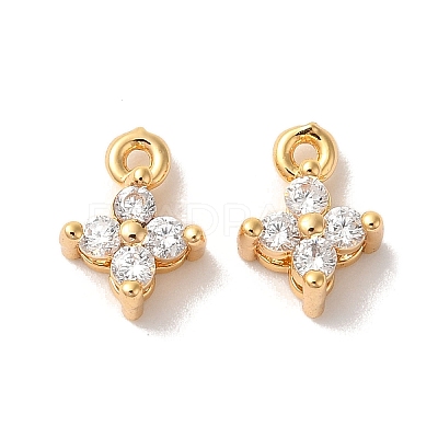Brass Micro Pave Clear Cubic Zirconia Charms KK-M294-18G-1