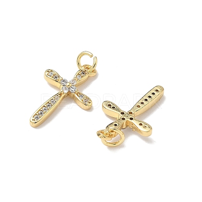 Brass Micro Pave Cubic Zirconia Pendants KK-Q068-49C-G-1