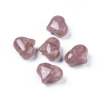 Natural Strawberry Quartz Heart Palm Stone G-F659-A07-1