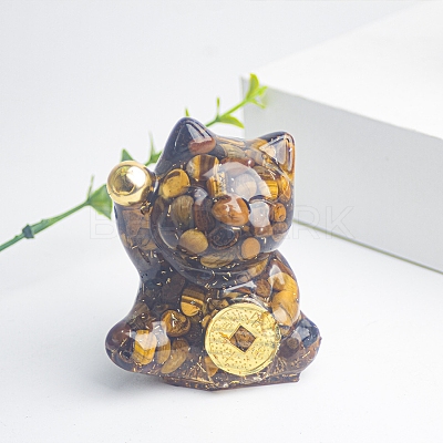 Resin Fortune Cat Display Decoration PW-WG70599-05-1