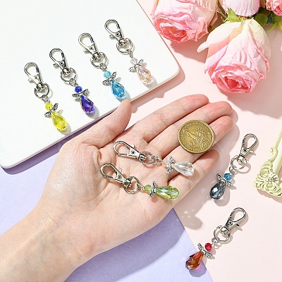Angel Glass & Alloy Pendant Decoration HJEW-YW00026-01-1