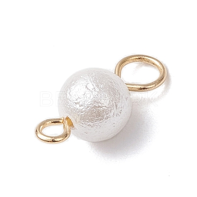 Wrinkle Textured Shell Pearl Round Connector Charms PALLOY-JF03824-01-1