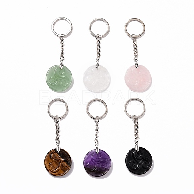 Natural Gemstone Triskele/Triskelion Pendant Keychain KEYC-A031-01P-1