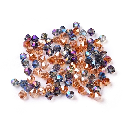 Faceted Bicone Electroplate Glass Beads X-EGLA-R094-4mm-M2-1