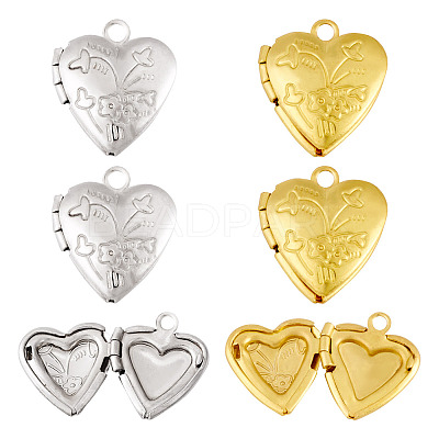 4Pcs 2 Colors Brass Locket Pendants KK-TA0001-66-1