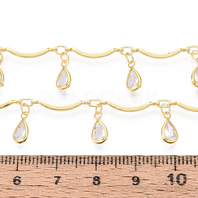 Brass Glass Scalloped Bar Chains CHC-T018-07G-1