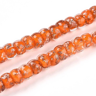 Luminous Handmade Gold Foil Glass Beads Strands FOIL-N029-02A-08-1