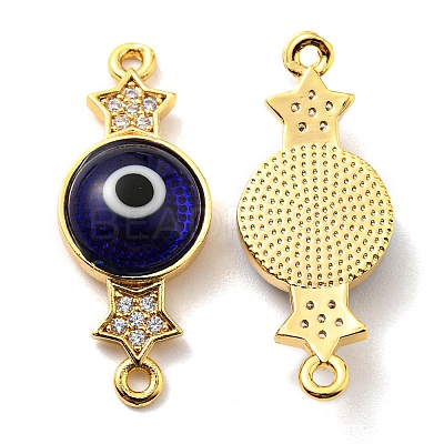 Brass Micro Pave Clear Cubic Zirconia Connector Charms KK-K338-04G-02-1